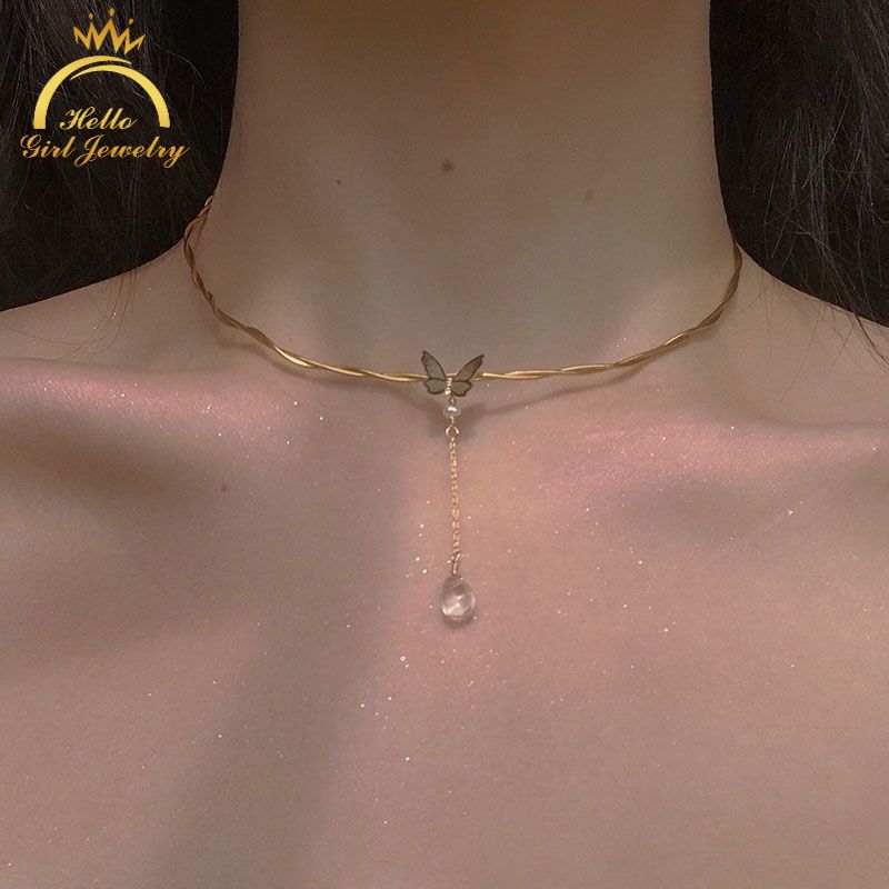 Gold butterfly hot sale choker necklace