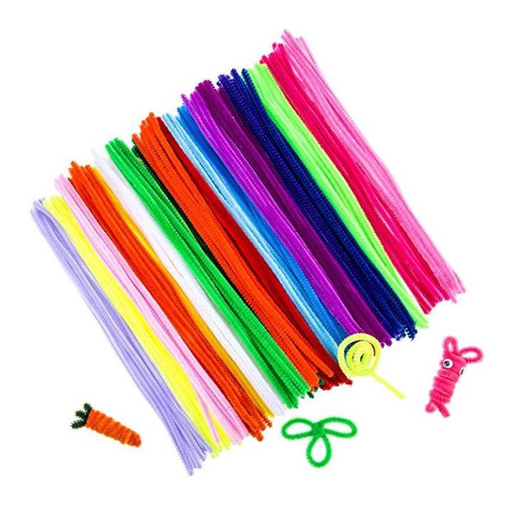 100 Pcs Pipe Cleaner Chenille Stems Assorted Colour | Shopee Singapore