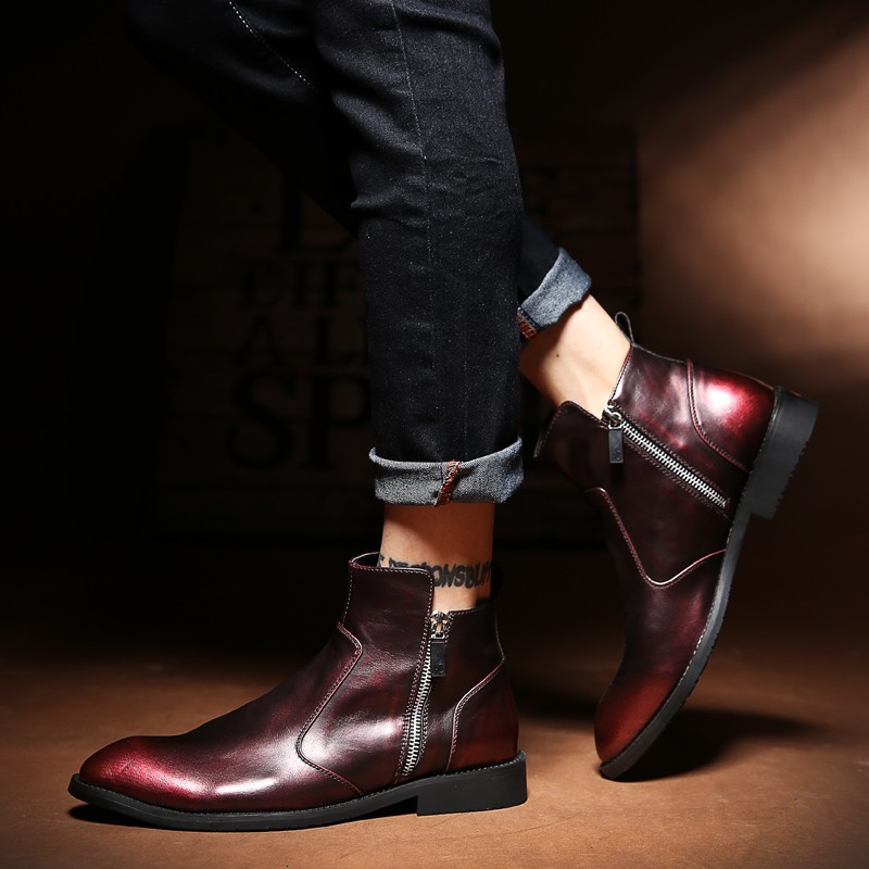 Red genuine store leather boots