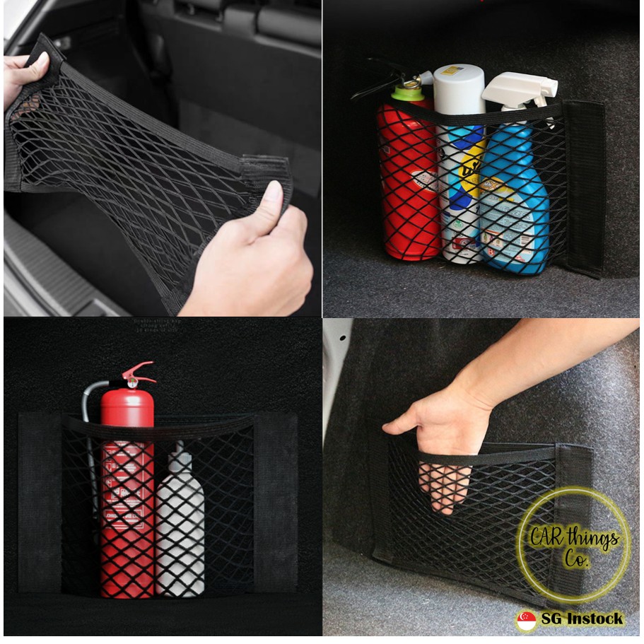 [SG Seller] Car Boot Velcro Net Mesh Organiser Elastic , 4 Sizes