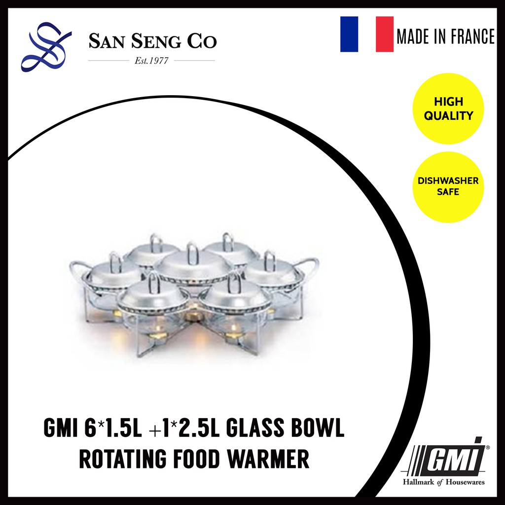 San Seng K703 GMI Food Warmer W/ Lazy Susan 6*1.5L + 1*2.5L Buffet