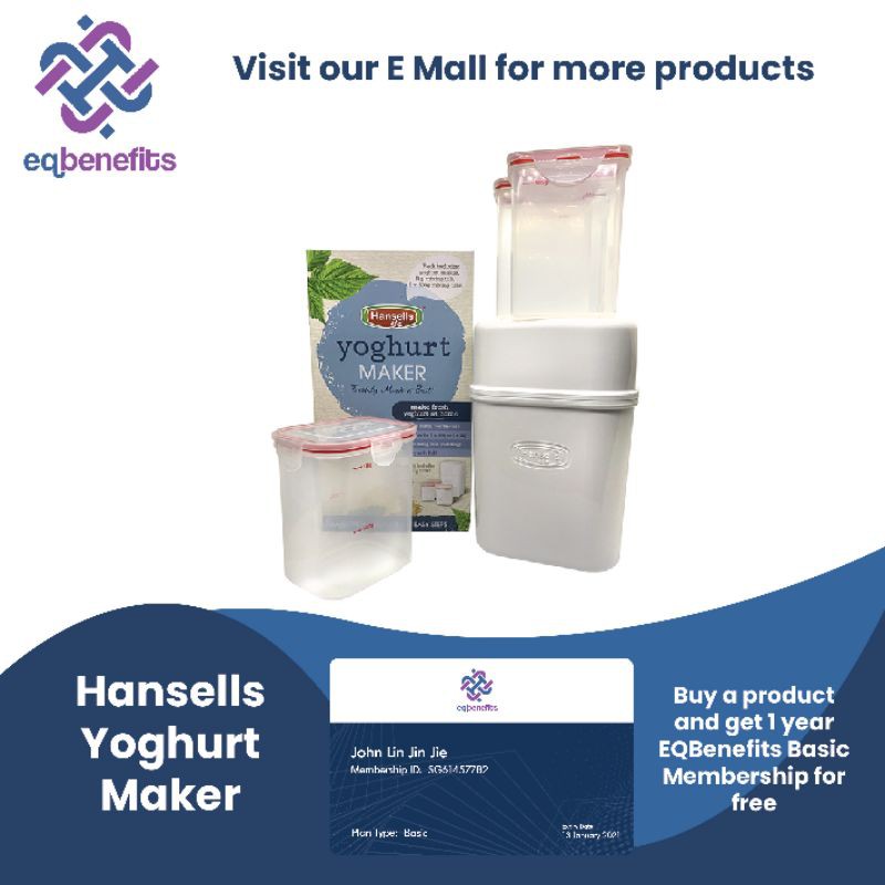 Hansells Yoghurt Maker with 1kg Mixing Tub and 2x 500ml Tubs