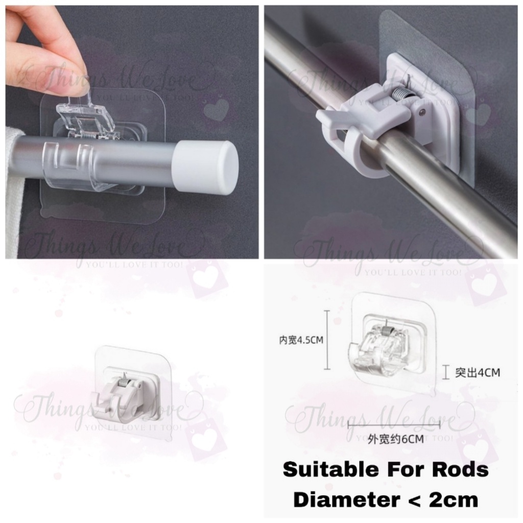 [SG SELLER] [FREE SHIPPING] Adhesive Rod Pole Stick On Support Hook ...