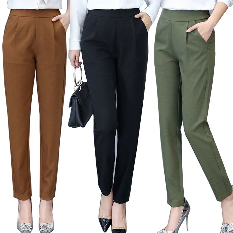 READY STOCK Women Formal Long Pants Plus Size Elegant Casual Fashion ...