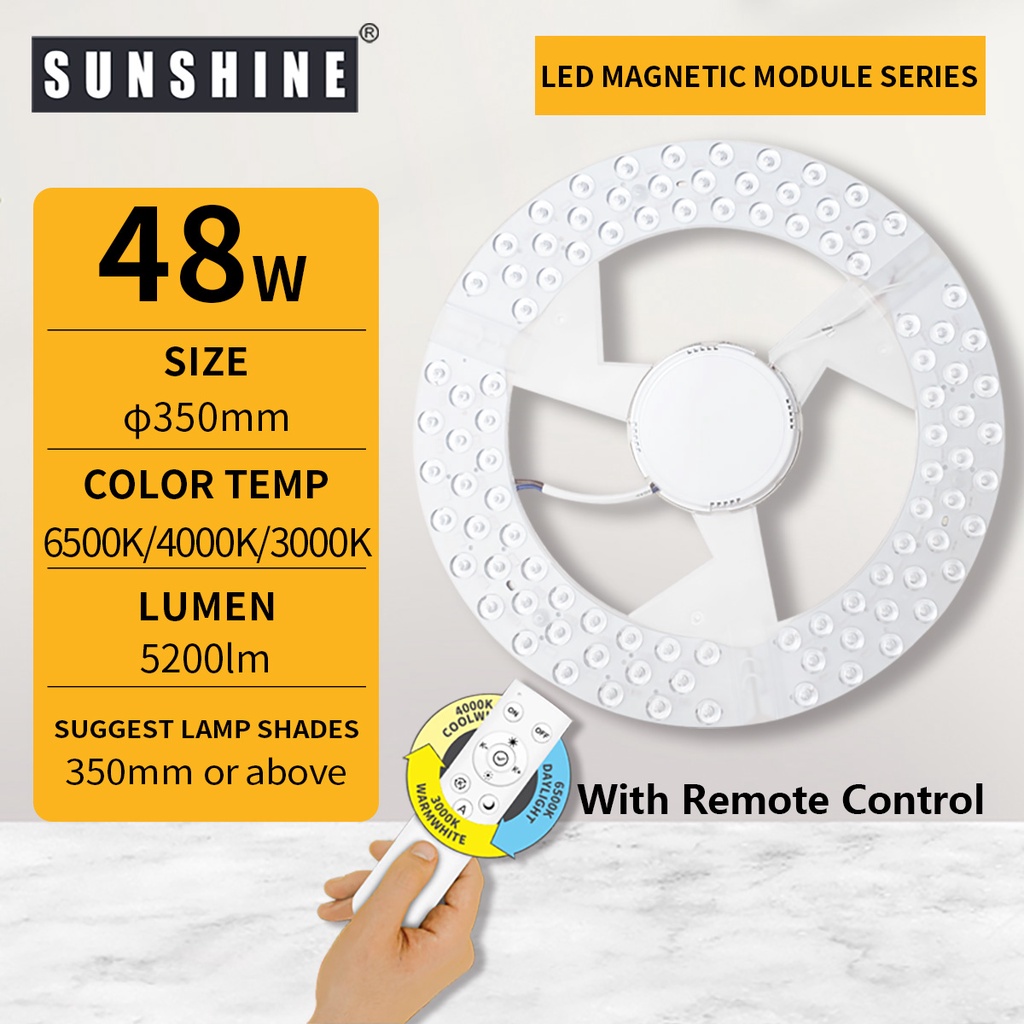 SUNSHINE LED Remote Magnetic Module Drive-free 3ColorTemp 36W 48W LED ...