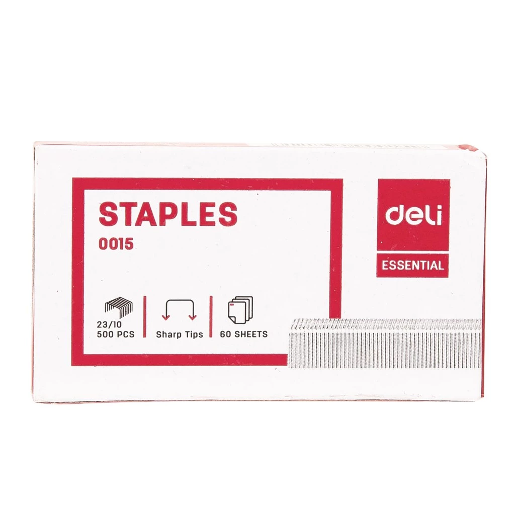 Deli Isi Staples Stapler Refill 23 10 500pcs box Berlapis seng Zinc Plated E0015 - Gambar 4
