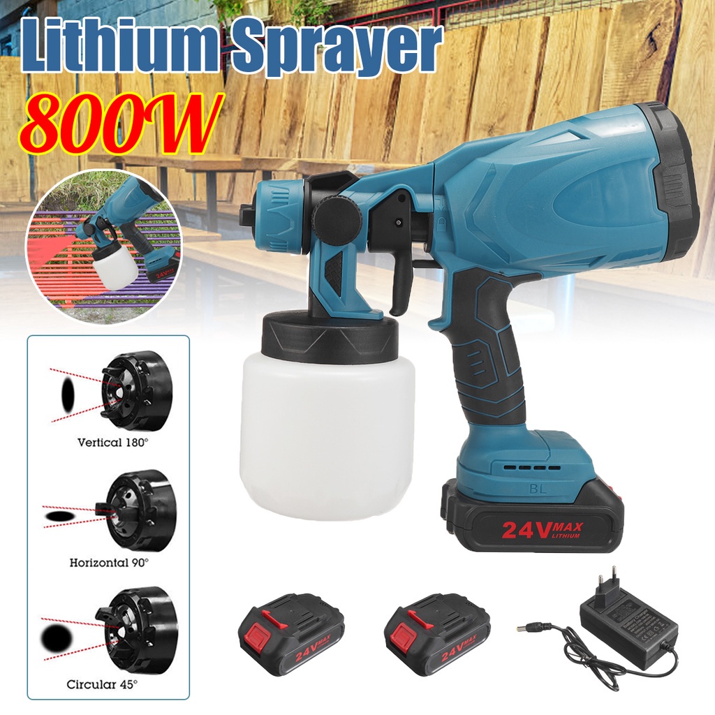 800W Portable Cordless Electric Paint Spray Guns 24V 1300mAh Airless