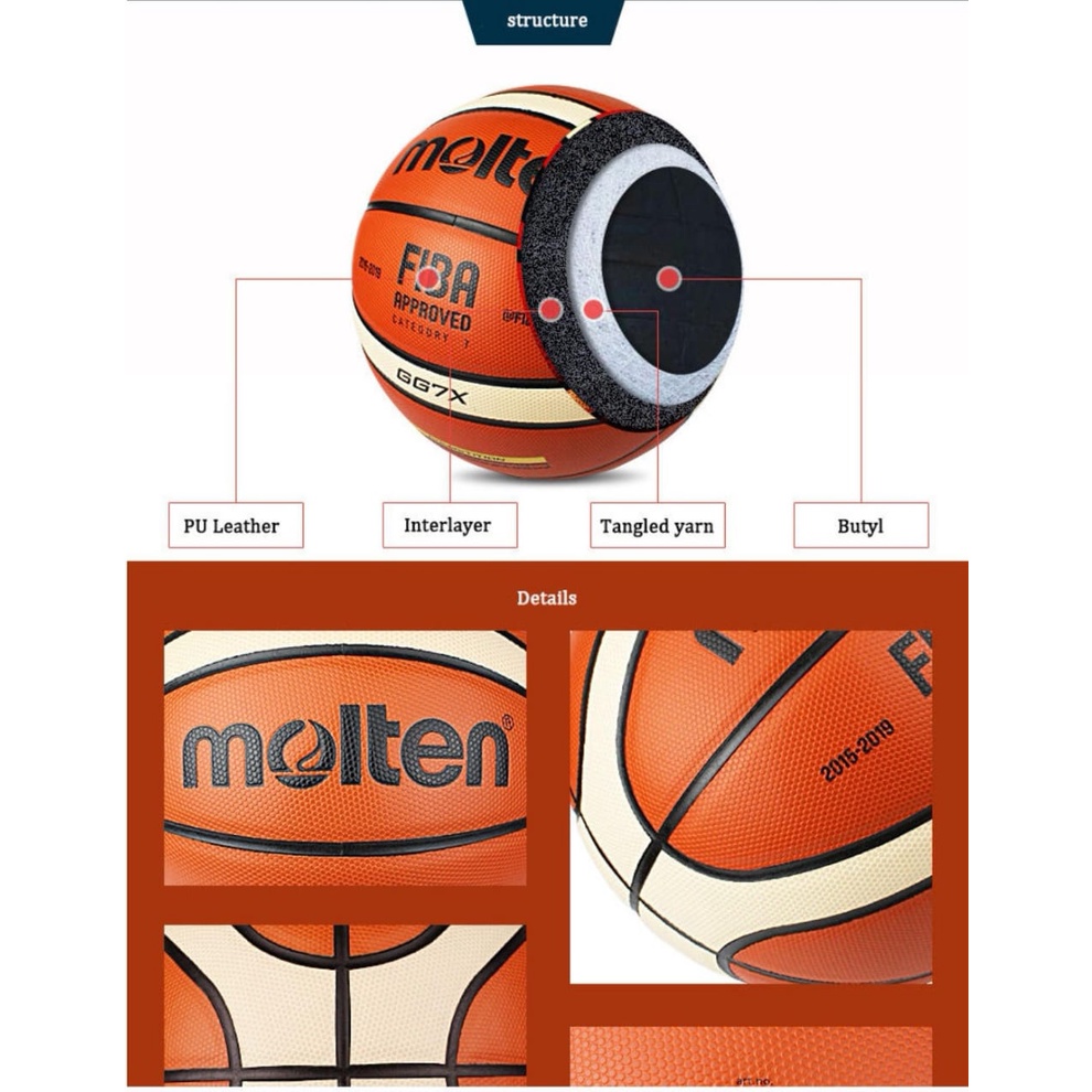 Molten GG7X FIBA Official Basketball Ball/Molten Bola Keranjang