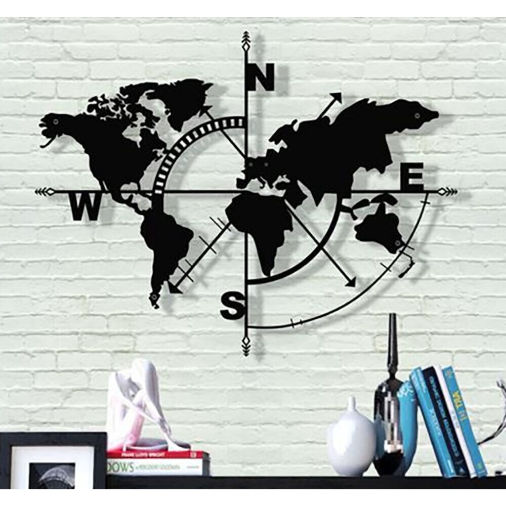 metal world map compass,metal wall decor, art work,metal sign,world map ...