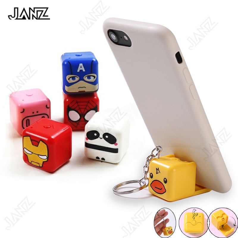 Creative Mobile Phone Holder Stand Portable Cute Cartoon Phone Stand with Keychain