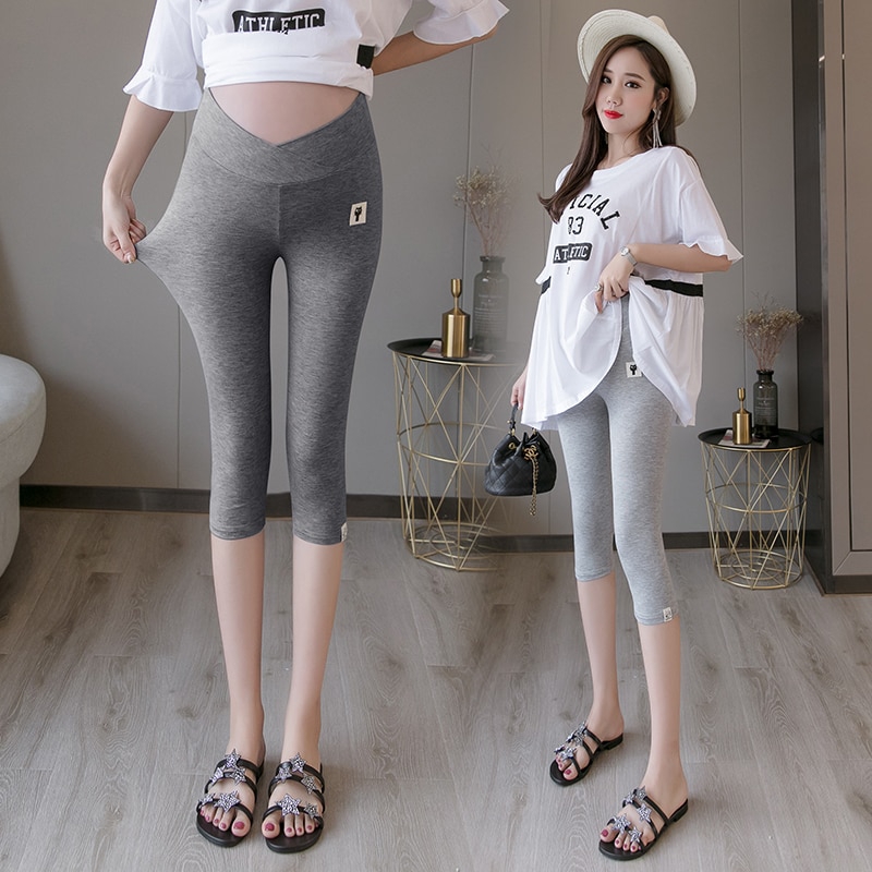 Summer Bottoms Thin Cotton Modal Maternity Legging Low Waist Belly Short Tights Clothes For Pregnant Women Pregnancy Capris