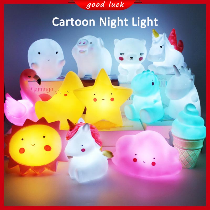 LED Cartoon lamp Mini Night Light Cute Night Lamp Button Battery ...