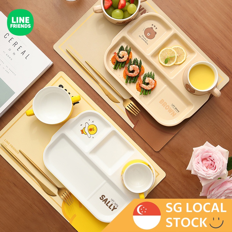 Line Friends Ceramic Compartment Plate Brown Cony Sally Shopee Singapore