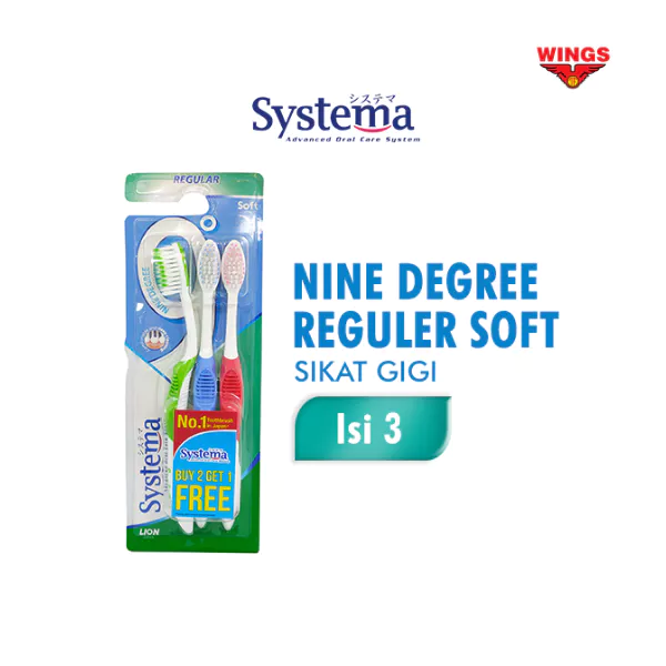 Systema Sikat Gigi 9 Degree Reguler Kemasan Ekonomis Isi 3 Pcs - Gambar 3