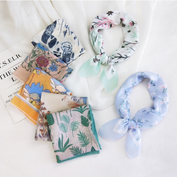 58 Cotton Linen Small Square Scarf Silk Women Spring Autumn Korean All ...