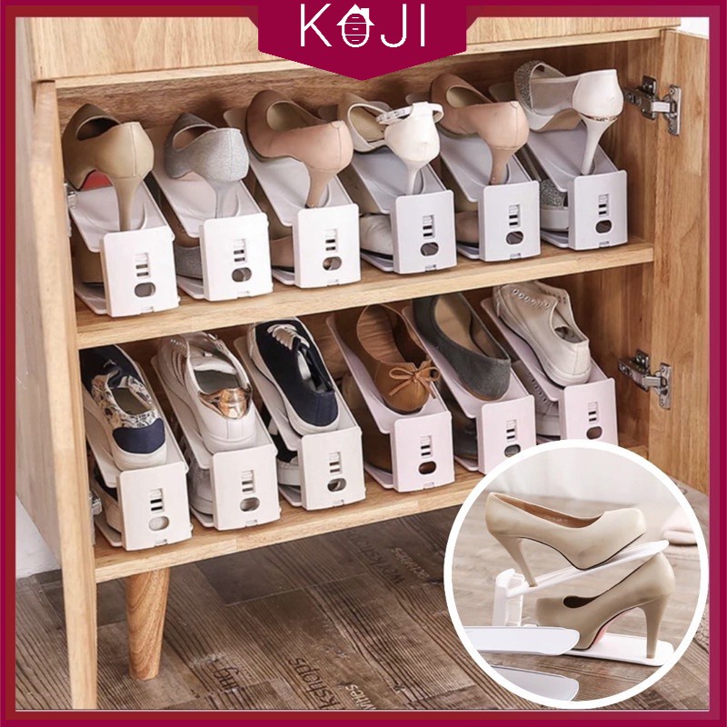 KOJI 3pcs Adjustable Individual Shoe Rack Double Storey Adjustable ...