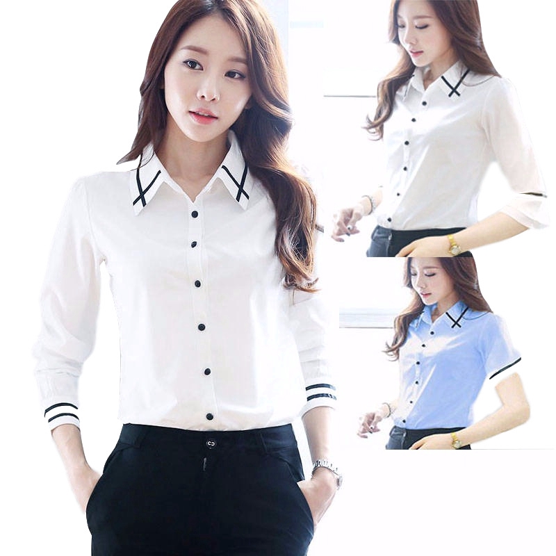 Long Sleeve Shirt Large Size Women's Clothing Office Lady Look Thin