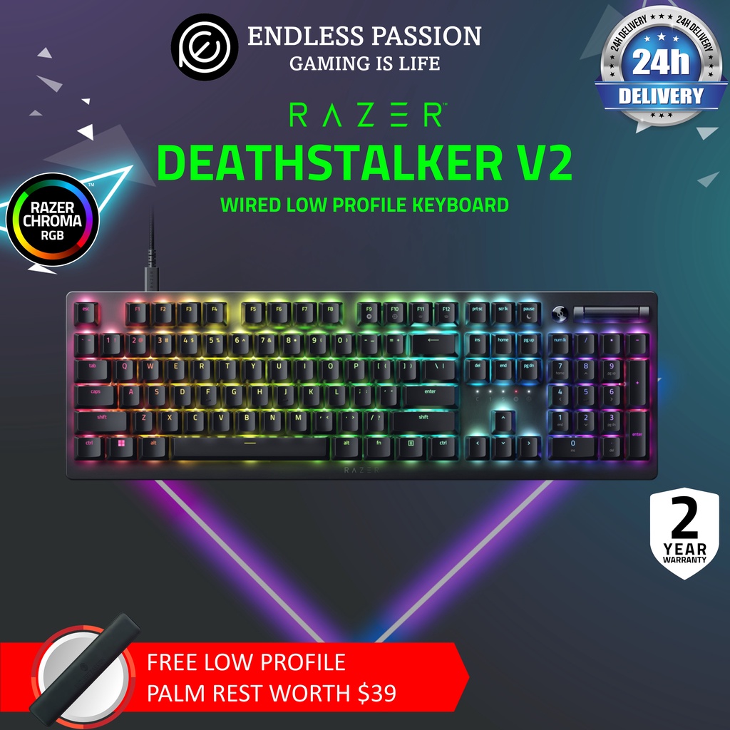 Razer DeathStalker V2 Gaming Keyboard LowProfile Optical Switches