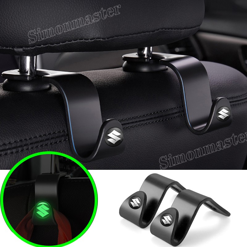 Car Luminous Multifunctional Hooks Auto Logo Hidden Seat Rear Hooks Decoration Accessories for Suzuki Swift SX4 Alto Alivio Jimny Samurai Vitara