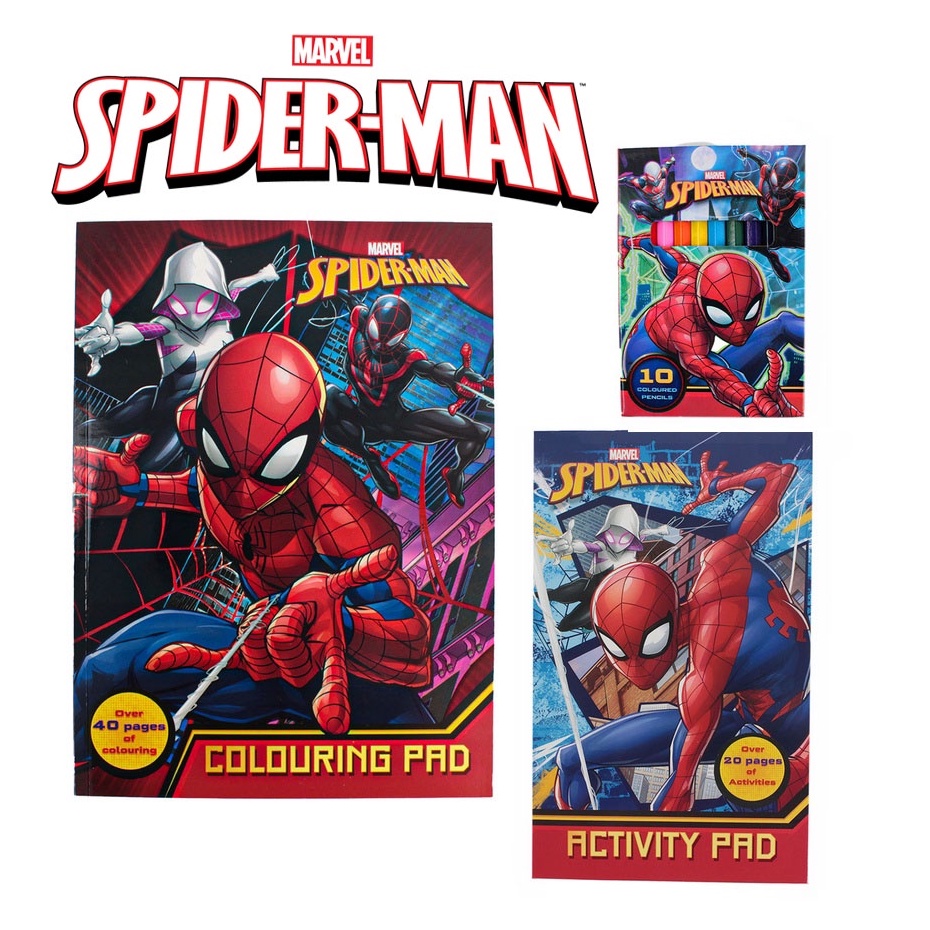 New! Marvel Spiderman Spider-man Coloring Book/ Buku Warna with Activity Pad Free 10 Colour ...
