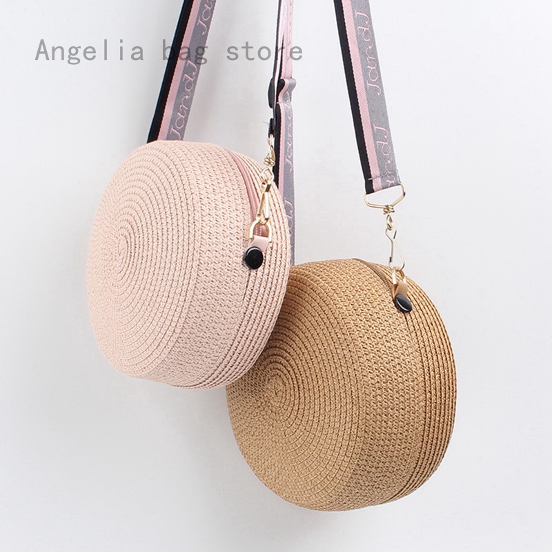 2021 Round Straw Bags Women Summer Rattan Bag Handmade Woven Beach