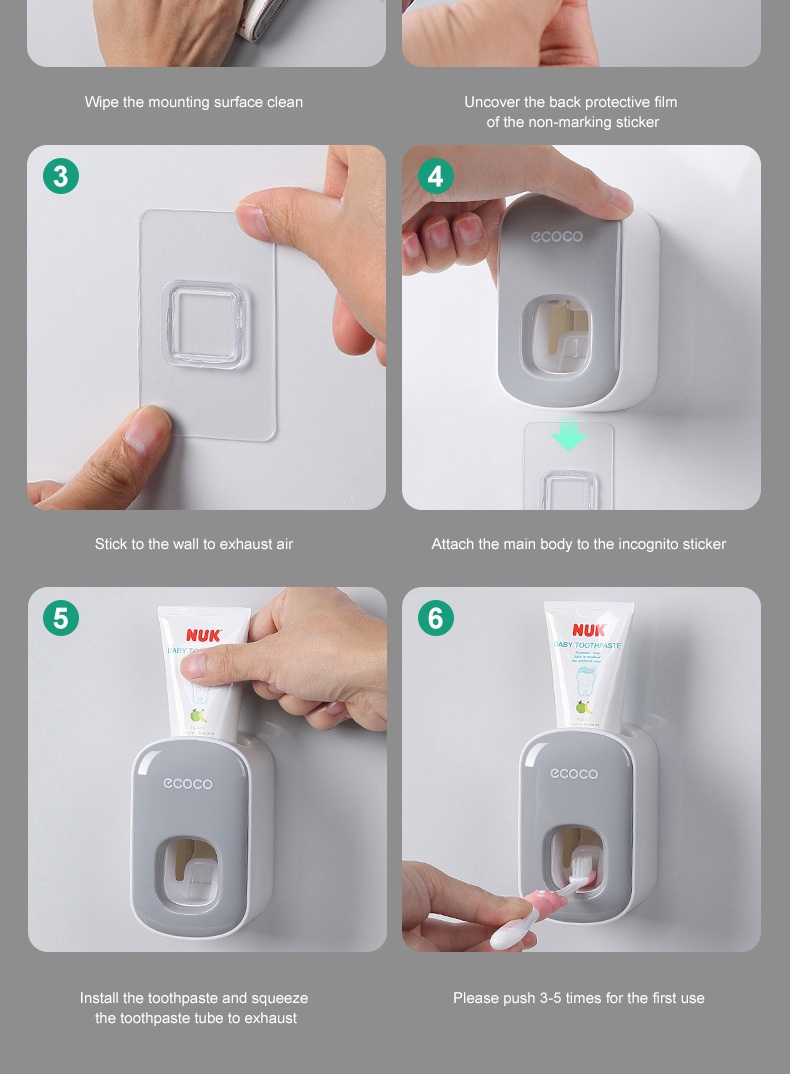 ECOCO Wall Mount Household Automatic Toothpaste Dispenser Toothbrush ...