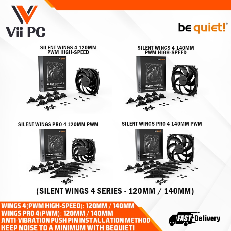 be quiet! SILENT WINGS 4 PWM High Speed/ SILENT WINGS PRO 4 PWM, 120mm ...