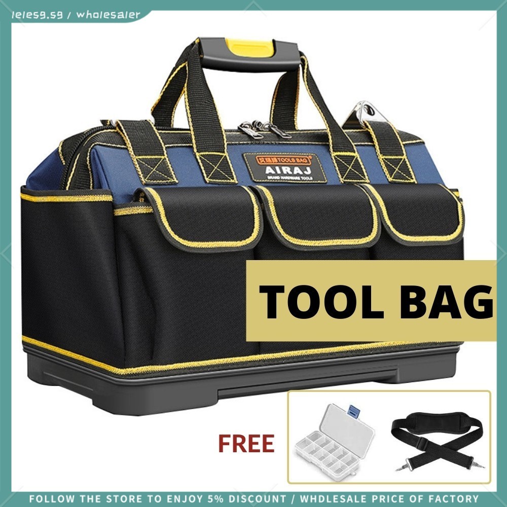 【Home Living】Tool Bag Wide Mouth Tool Tote Bag with Adjustable Shoulder ...