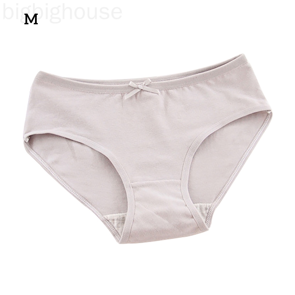 Women Underwear Breathable Cotton Briefs Solid Color Seamless Middle ...