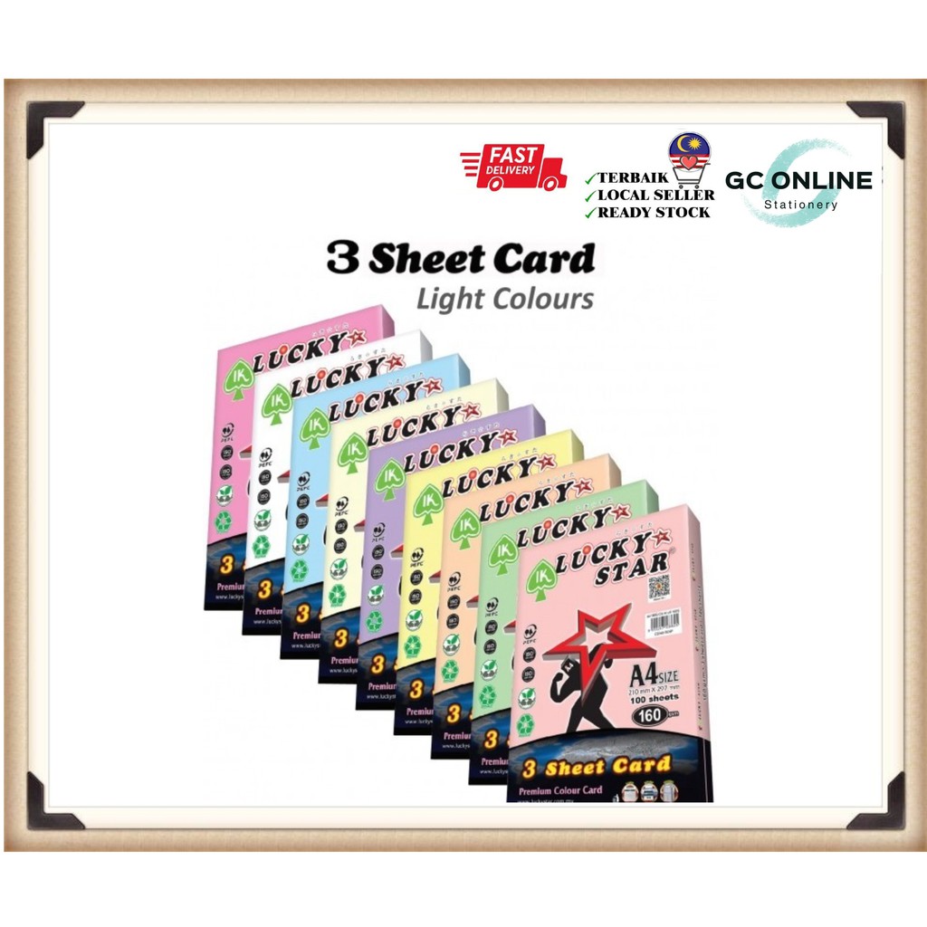 A4 3 Sheet Card 160Gsm 100 Sheets (Light Colour) | Shopee Singapore