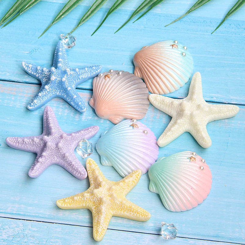 Colorful Shell Cake Toppers Starfish Happy Birthday Party Decoration ...