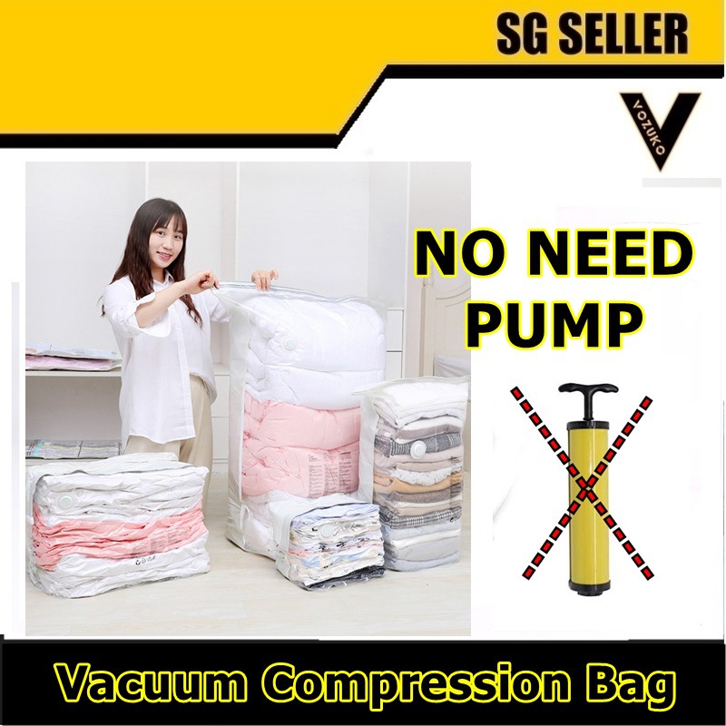 Vacuum Compression Bags Save Space Storage No Need Pump Quilt Blanket