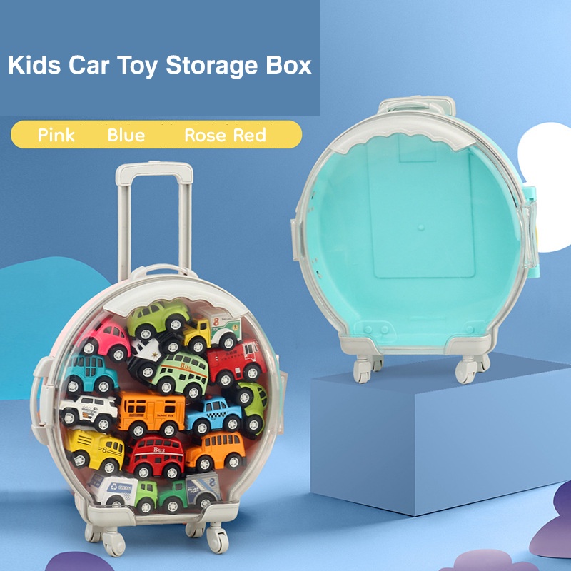 Kids Car Toy Storage Box Mini Round Luggage Trolley Case Car Organizer