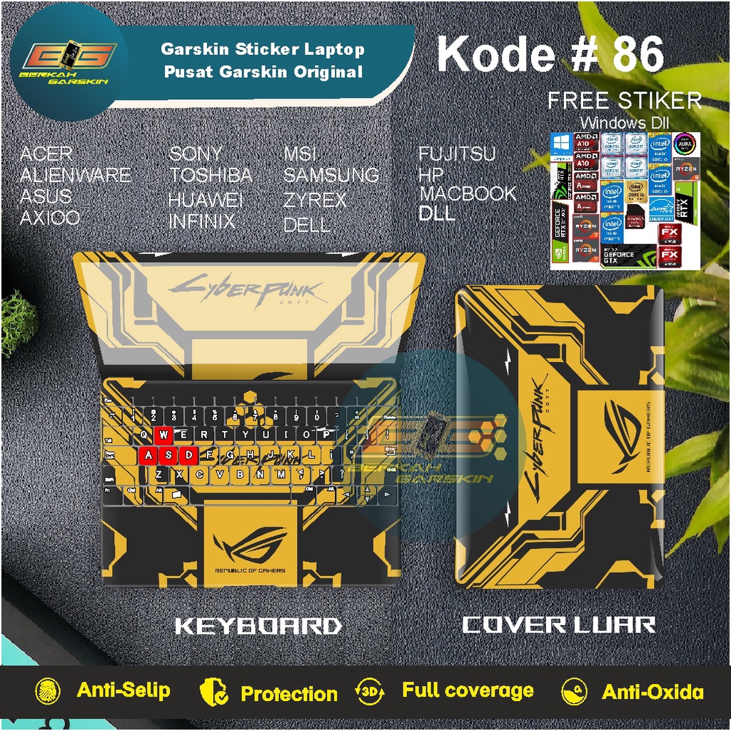 Garskin All Laptop Fullbody Code 86 90 Asus Lenovo Dell Axio Sony