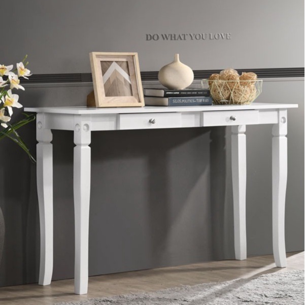 3/4ft White Solid Wooden Console Table / Meja Konsole / Meja Hiasan ...