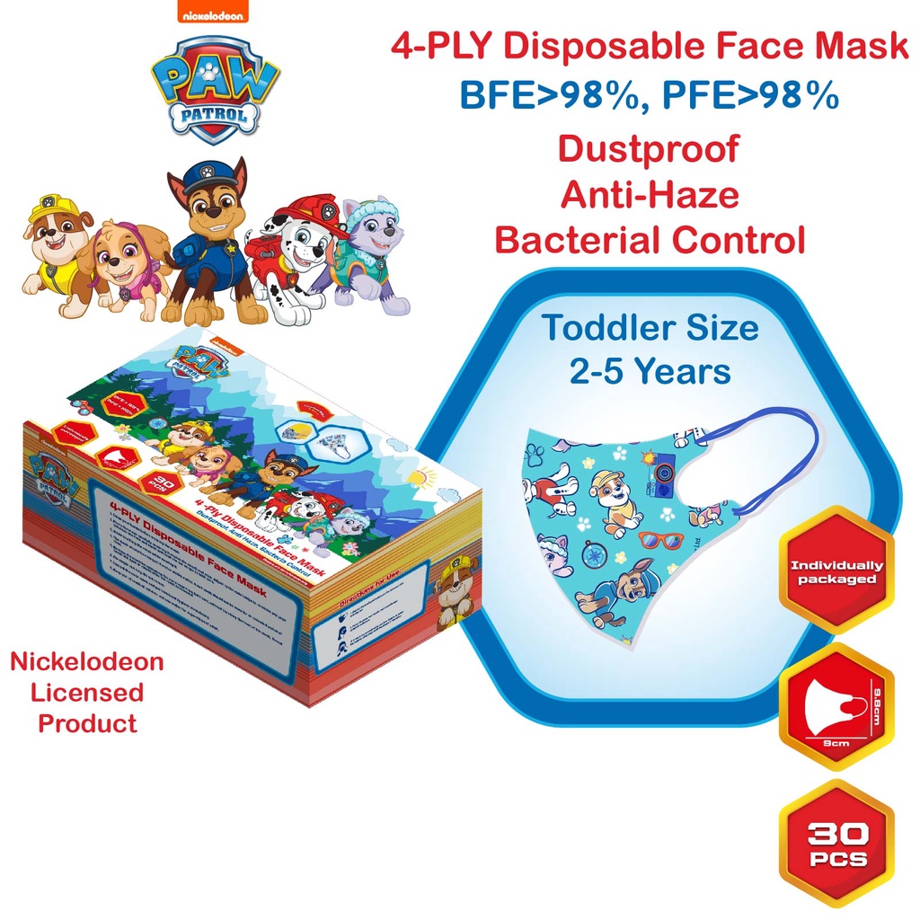 Paw Patrol 3D Disposable Face Mask / 4Ply / Toddler 25years