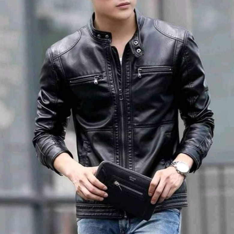 Genuine leather best sale jacket mens