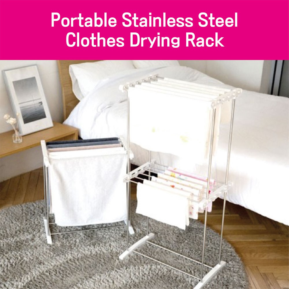 [Petite & Handy Stainless with Laundry Rack MadeinKorea