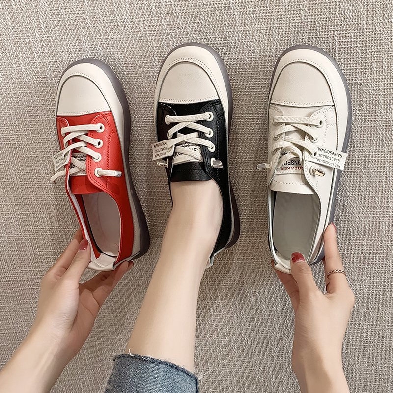 Women Sneakers Flat Casual Shoes Fashion Ladies Student Casaul Leather ...