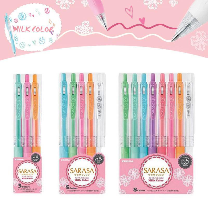 Zebra Sarasa Push Clip Gel Pen Milk Colour 0.5mm (3, 5 and 8