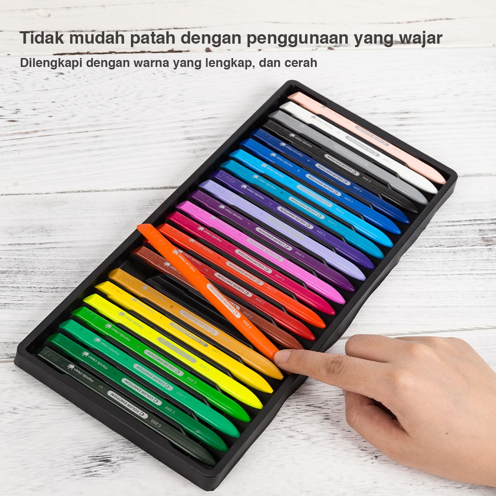 Deli Krayon Sekolah 24 Warna Cerah Bentuk segitiga ergonomis tidak beracun non toxic EC20020 - Gambar 4