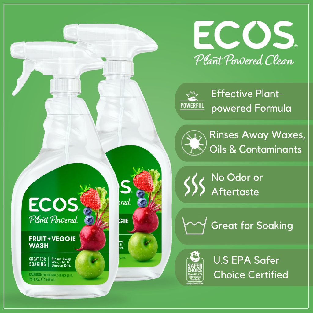 [Bundle of 2] ECOS Fruit & Vegetable Wash 22oz / 650ml Shopee Singapore