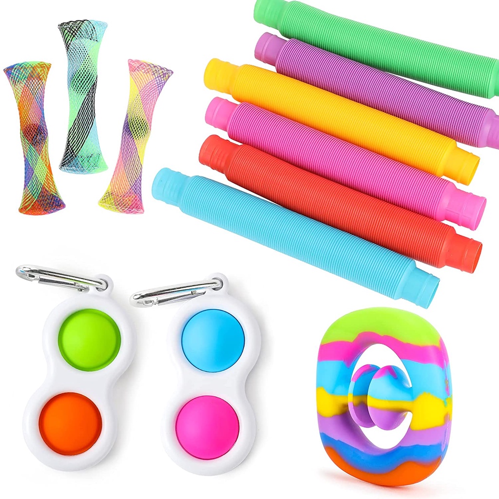 Newest Sensory Fidget Toy Set 12 PCS Pack with Simple Dimple Fidget Toy ...