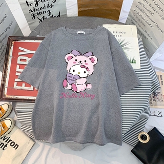 y2k Cartoon kuromi Streetwear Japanese Harajuku Hello Kitty Kawaii Casual  Tops Ulzzang Vintage Loose New T-shirt Female Summer