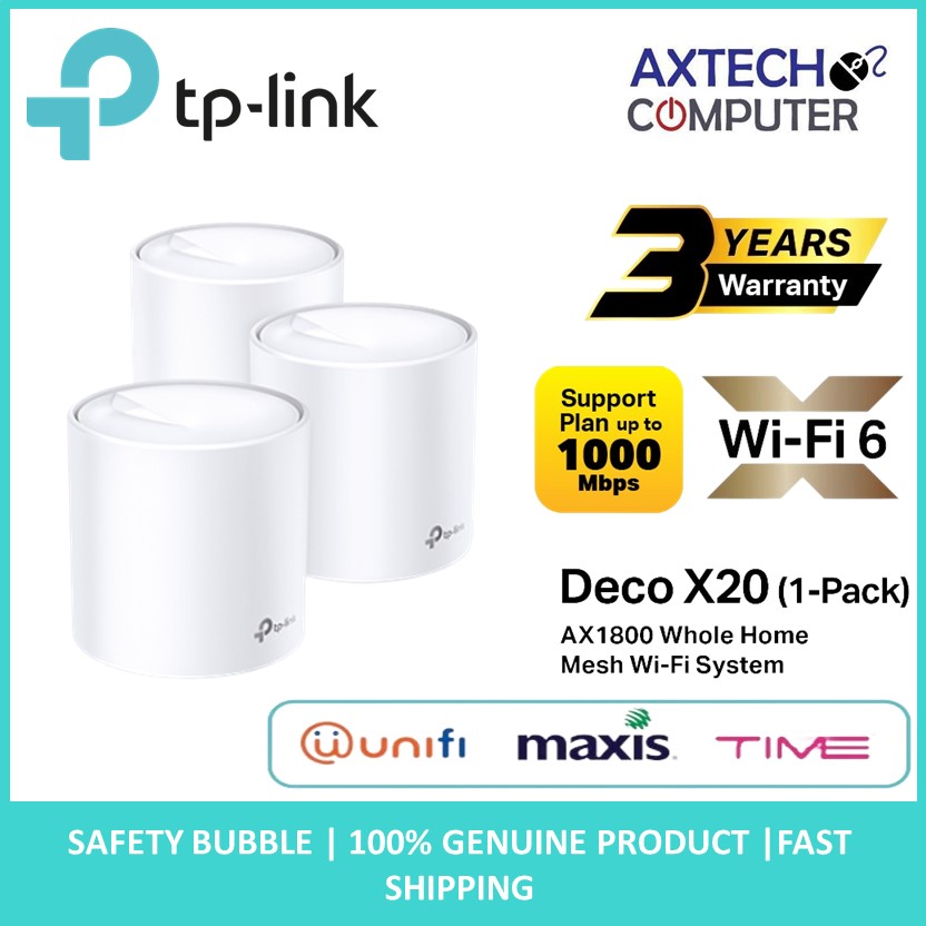 TP-Link Deco X20 AX1800 WiFi 6 Mesh Router Whole Home Mesh System Deco ...