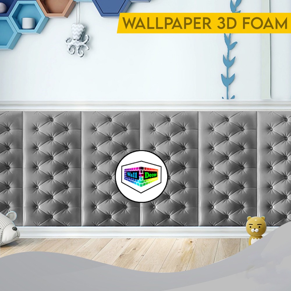 Wd Wallpaper Stickers 3D Foam Headboard Gray Wall Foam Wall Foam Wall ...