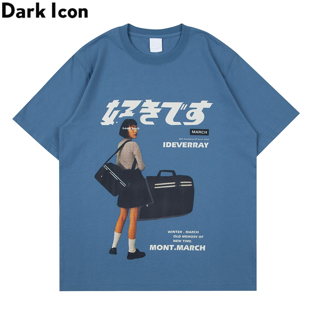 Dark Icon Look Back Oversized Tshirt Men Women Summer Short Sleeved Cotton Tee Shirts Man Clothing