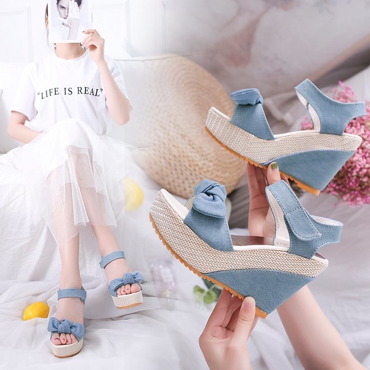 Women Ladies Fashion Wedges Platforms Floral High Heels Shoes Sandals