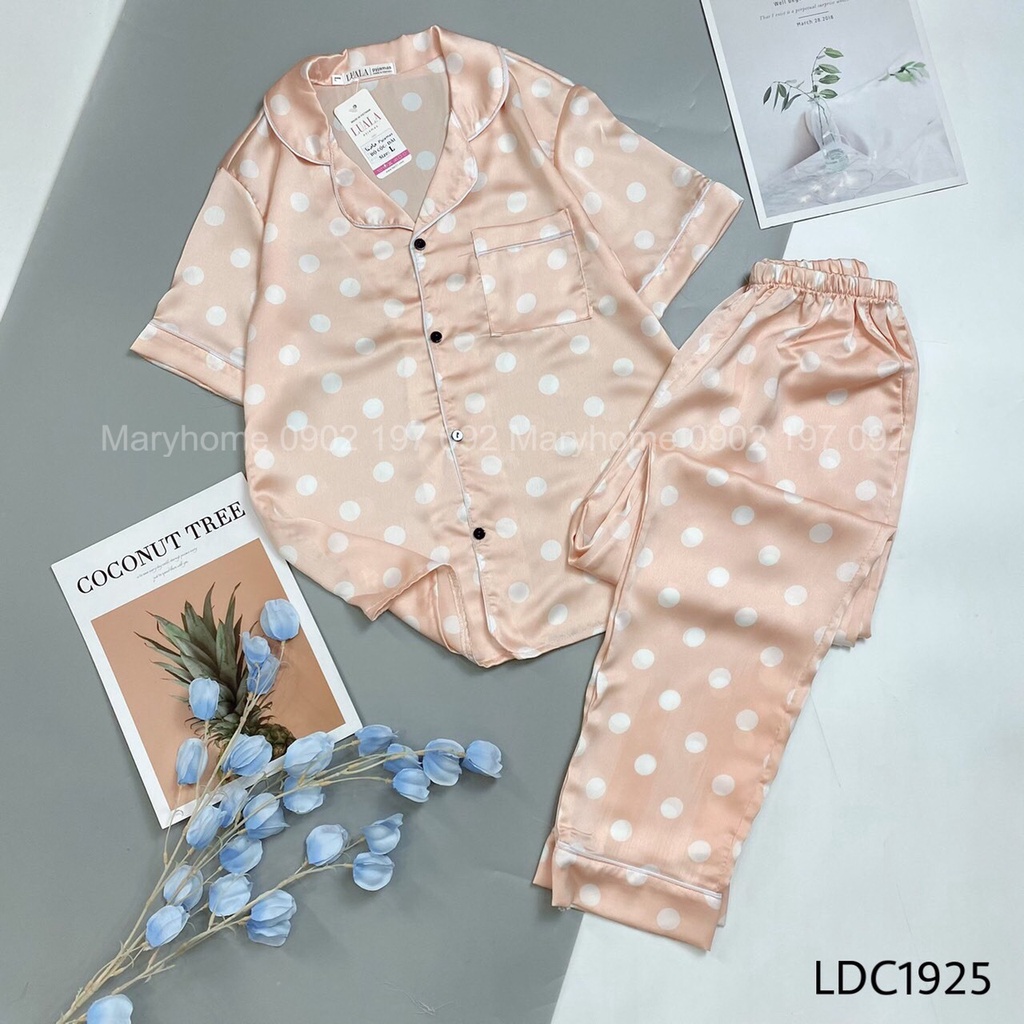 Women Silk Pijama Suits With Polka Dots Design In Beige | Shopee Singapore