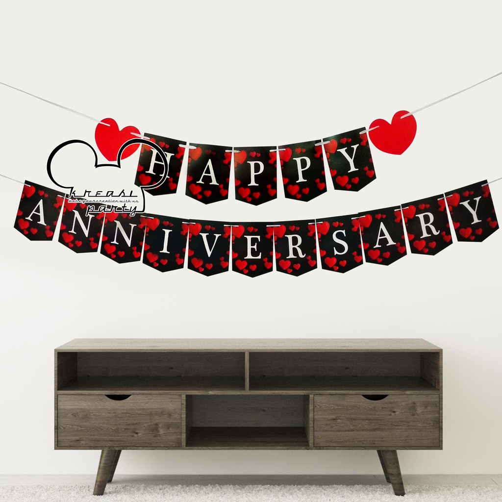 Happy anniversary Banner With Love Motif/Bunting Flag anniversary ...